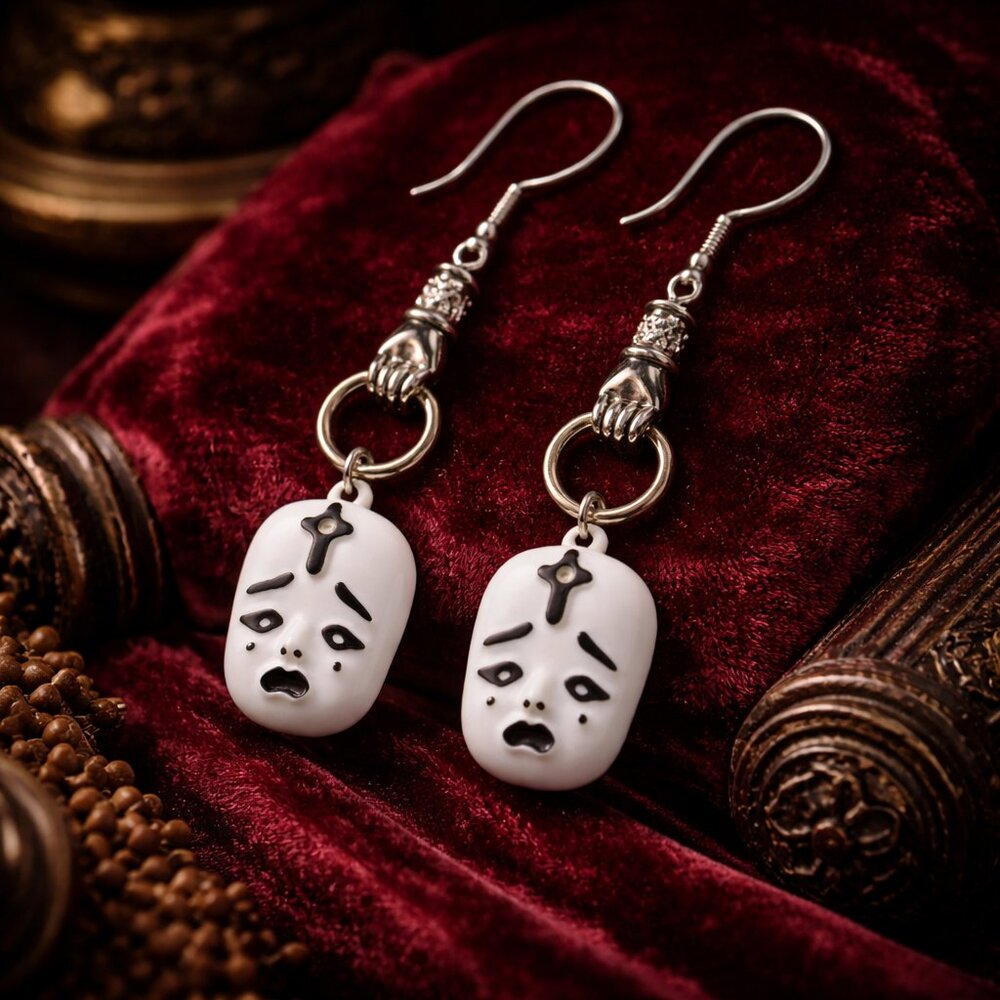 Sorrowdrop Darlings™ Doll Face Earrings | Gothic Crybaby | 925 Sterling Hooks
